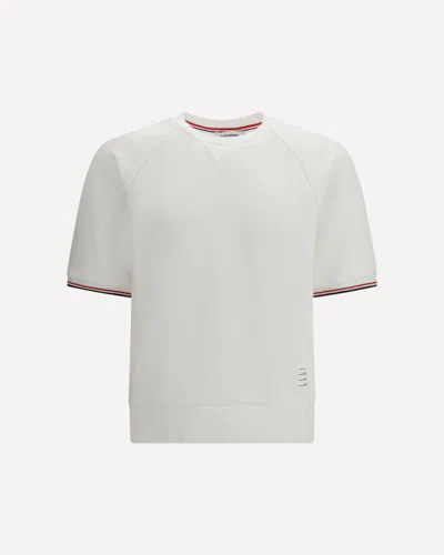 Thom Browne Short Sleeve Raglan Sweater In White