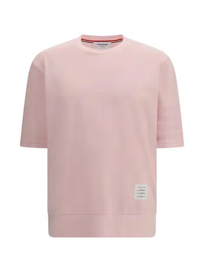Thom Browne Short-sleeved T-shirt With Ribbed Cuffs In Multi
