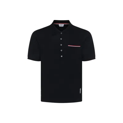 Thom Browne Short Sleeves Polo Shirt In Black