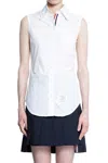 Thom Browne Classic Sleeveless Point Collar Shirt In White