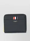Thom Browne Short Zip Wallet W/ Rwb Gg Tab In Black