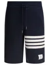 Thom Browne Engineered 4-bar Design Navy Sweat Shorts In Blue
