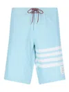 Thom Browne Light Blue Nylon Blend Swimming Shorts In Blue