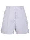 Thom Browne Striped High Waist Shorts In Grey