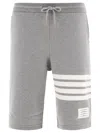Thom Browne Engineered 4 Bar Detail Grey Sweat Shorts In Gray