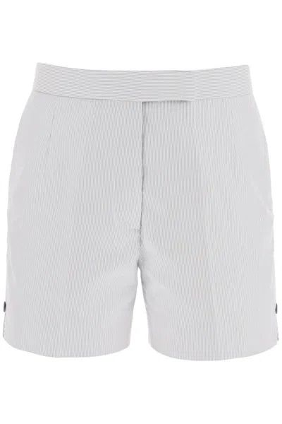 Thom Browne White Classic Backstrap Shorts In Pincord In Mixed Colours