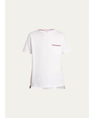 Thom Browne Short-sleeve Logo Pocket T-shirt In White