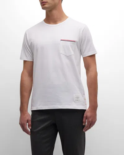Thom Browne Short-sleeve Logo Pocket T-shirt In White