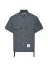 Thom Browne Dark Grey Solid Shirt In Blue