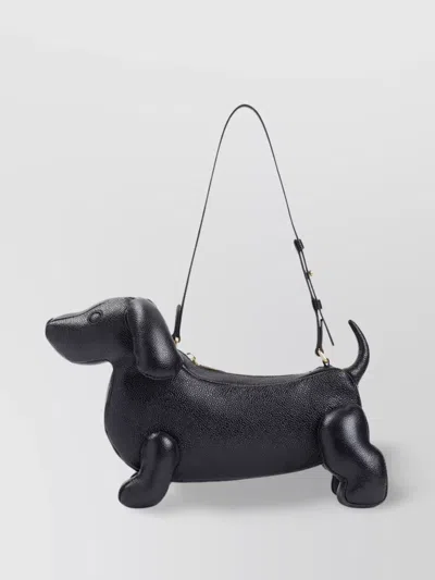 Thom Browne Shoulder Bag With Adjustable Strap And Dog-shaped Design In Black
