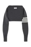 Thom Browne Melange Grey Wool Clutch In Gray