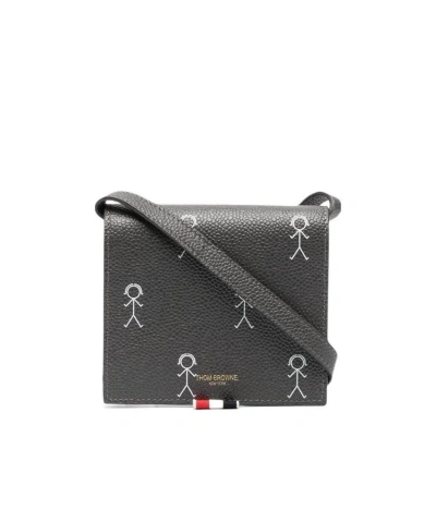 Thom Browne Shoulder Strap Bi-fold Wallet In Black