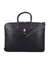 Thom Browne Pebble Grain Leather Business Bag In Black