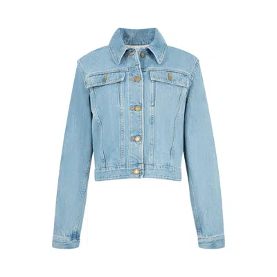 Pre-owned Thom Browne Shrunken Fit Denim Jacket 'light Blue' | Women's Size 42