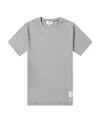 Thom Browne Side Slit Relaxed Short-sleeve Tee In Light Gray