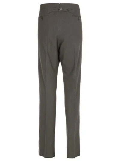 Thom Browne Side-stripe Cotton Trousers In Grey