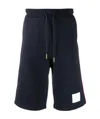 Thom Browne Embroidered Cotton Track Shorts In Black