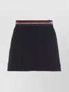 Thom Browne Elegant Thigh-length Side Tab Skirt In Black