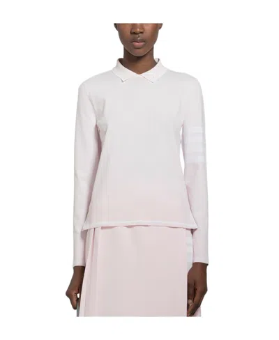 Thom Browne Signature 4-bar Stripe Polo Shirt In White