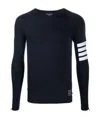 Thom Browne Navy Cotton 4-bar Long Sleeve T-shirt In Black