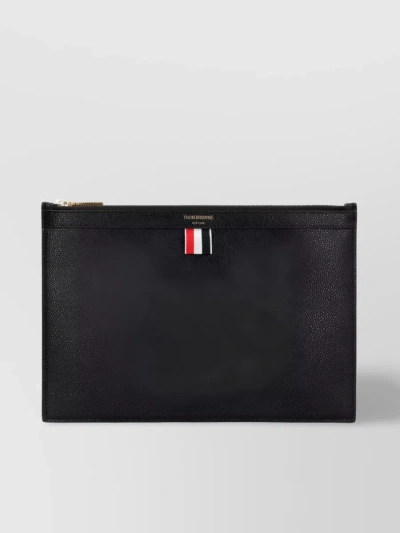 Thom Browne Signature Loop Tab Pebbled Clutch In Black