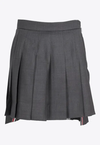 Thom Browne Signature Loopback Mini Pleated Skirt In Gray