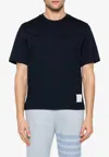 Thom Browne Navy Blue Medium Weight Cotton Jersey T-shirt In Blue