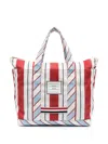 Thom Browne Signature Stripe-pattern Tote Bag In Red