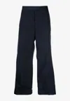 Thom Browne Signature Stripe Wide-leg Pants In Blue