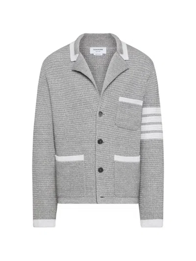 Thom Browne Signature Striped Cardigan Jacket In Gray