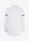 Thom Browne Oxford Button-down Shirt With Rwb Armbands In White
