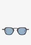 Thom Browne Signature Stripes Square Sunglasses In Black