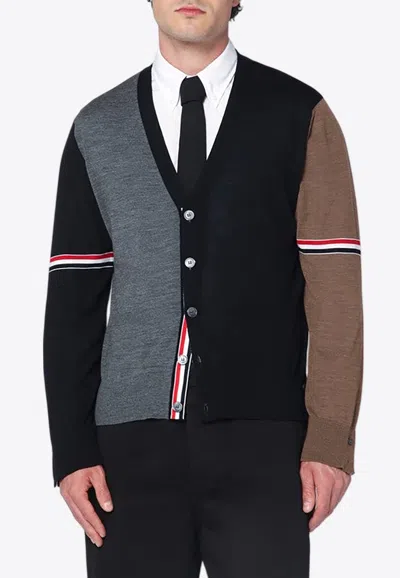 Thom Browne Signature Tri-color Stripes Wool Cardigan In Multi