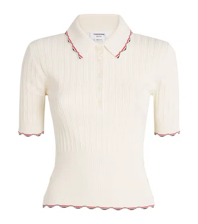 Thom Browne Silk-cotton Polo Shirt In White