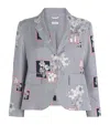 Thom Browne Silk Floral Blazer In Navy