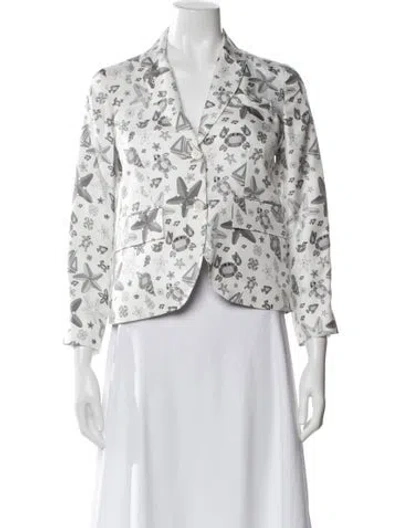 Pre-owned Thom Browne Silk Graphic Print Blazer W/ Tags In Multi