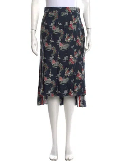 Pre-owned Thom Browne Silk Long Skirt In Blue