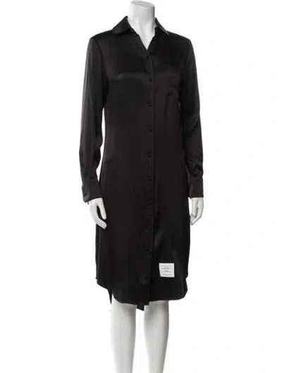 Pre-owned Thom Browne Silk Midi Length Dress In Black
