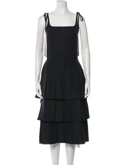 Pre-owned Thom Browne Silk Midi Length Dress In Black