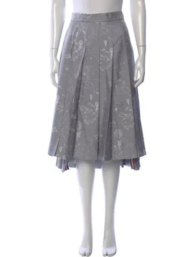 Pre-owned Thom Browne Silk Midi Length Skirt In Gray