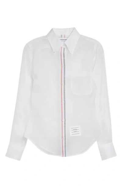 Thom Browne Silk Organza Button-up Shirt In White
