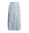 Thom Browne Silk Pleated Midi Skirt In Blue