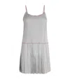 Thom Browne Adjustable Straps Pleated Minidress In Grey