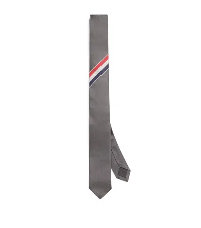 Thom Browne Silk Rwb Tie In Gray