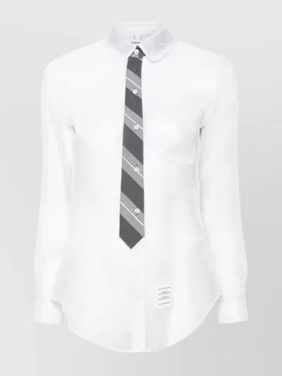THOM BROWNE SILK SHIRT SHEER TIE APPLIQUÉ