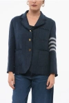 Thom Browne Silk Single-breasted Blazer With Fringed Edges
