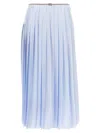 Thom Browne Awning Striped Poplin Funmix Pleated Skirt In Blue