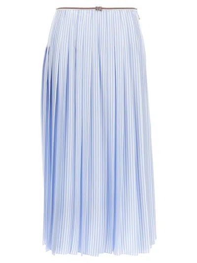 Thom Browne Striped Silk Pleated High-waisted Mid-length Skirt In Blue