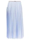 Thom Browne Awning Striped Poplin Funmix Pleated Skirt In Blue