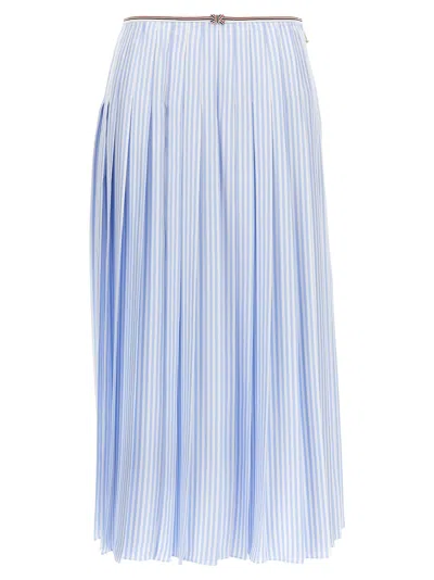 Thom Browne Striped Silk Pleated High-waisted Mid-length Skirt In Blue